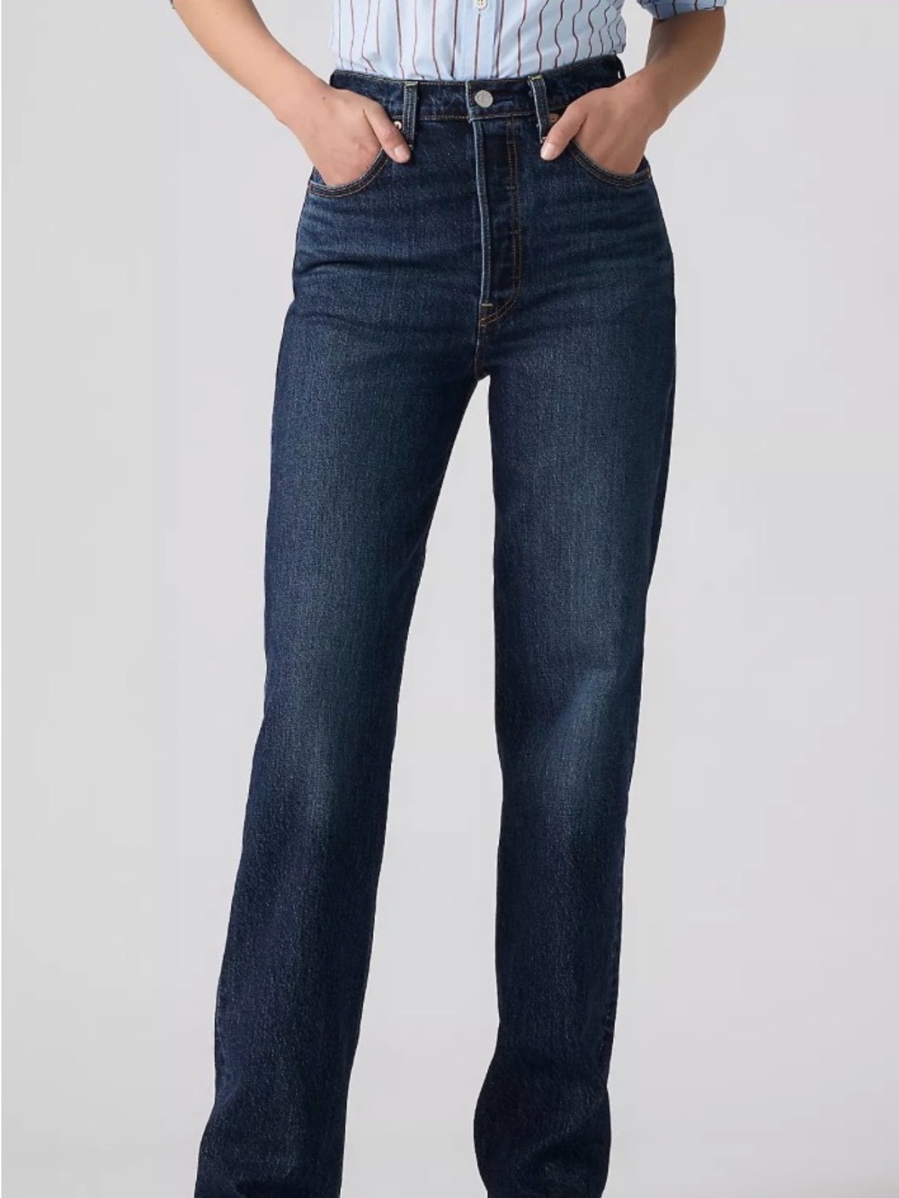 Levi's High-Rise Straight Leg Jeans - Dark Indigo